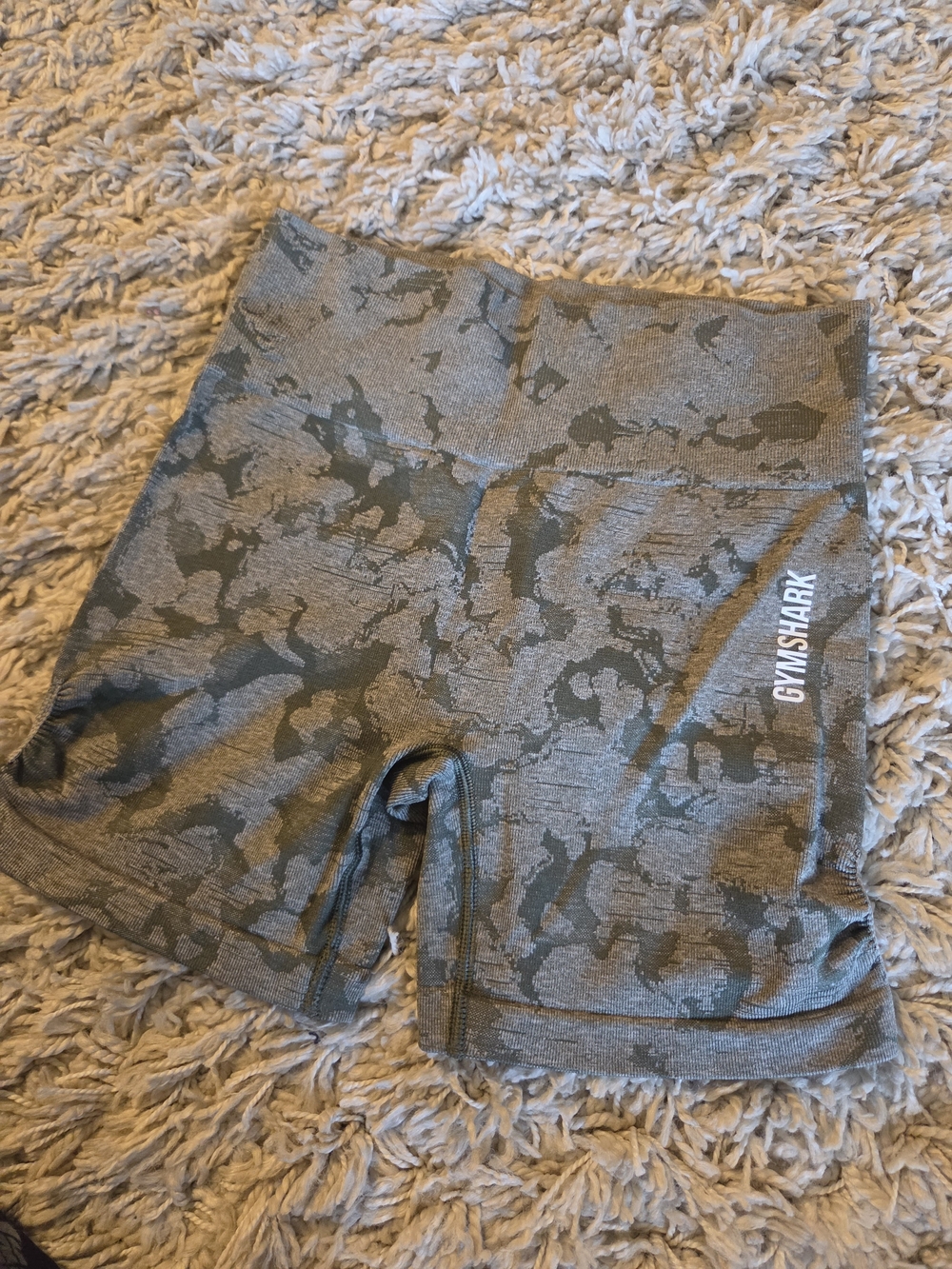 Gymshark Women’s Gray Camo High-Waist Bike Shorts